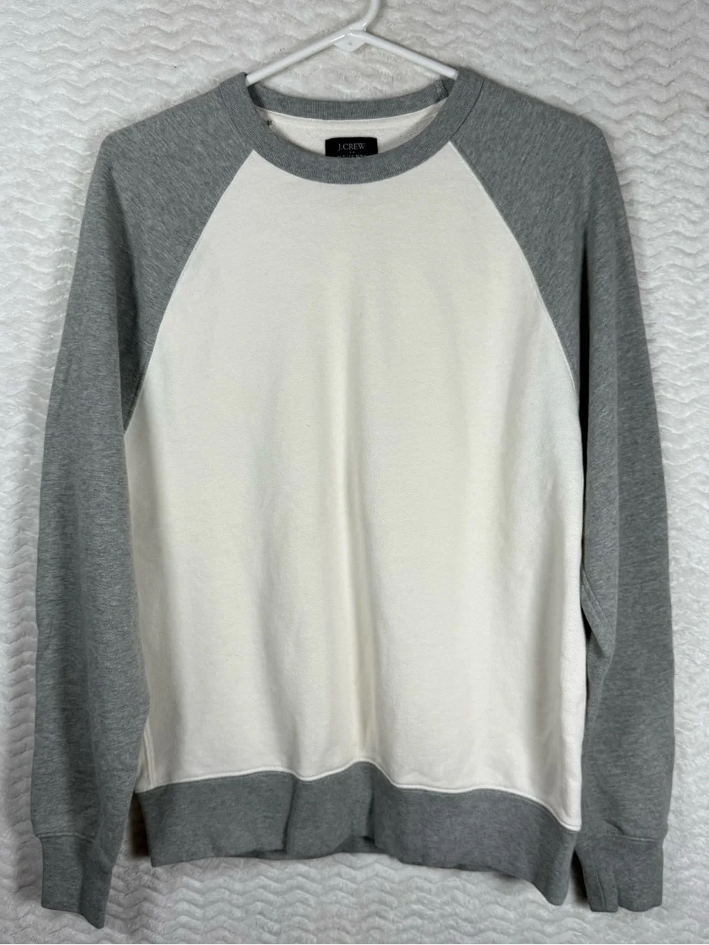 J. Crew Two-Tone Fleece Crewneck - White & Gray. 100% Cotton